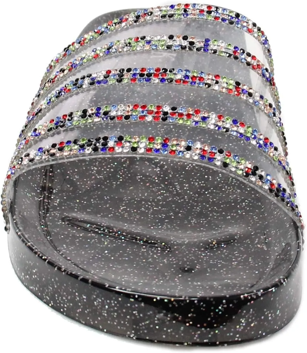 H2K Womens Jelly Glitter Summer Slide Sandals Flip Flops (Adults)