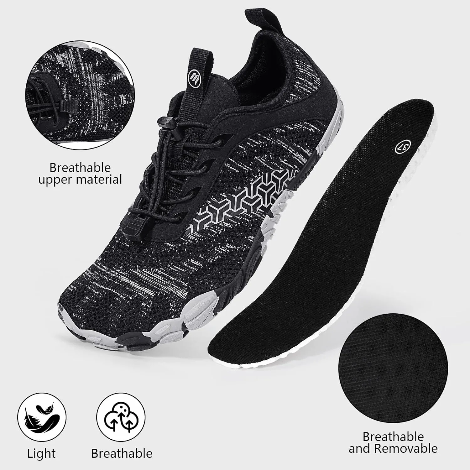 Hike Barefoot Shoes Women Men Wide Toe Box Zero Drop Footwear Lightweight Hike Shoe Non-Slip Grounded Shoes Women for Outdoor Trail Running Walking Weightlifting