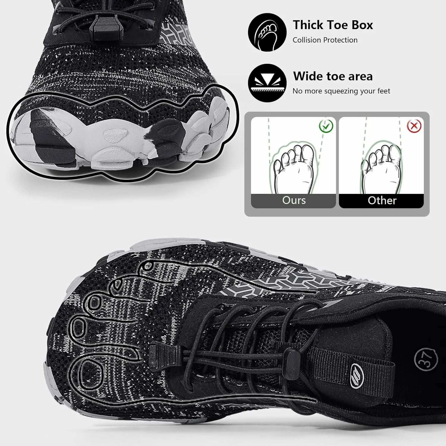 Hike Barefoot Shoes Women Men Wide Toe Box Zero Drop Footwear Lightweight Hike Shoe Non-Slip Grounded Shoes Women for Outdoor Trail Running Walking Weightlifting