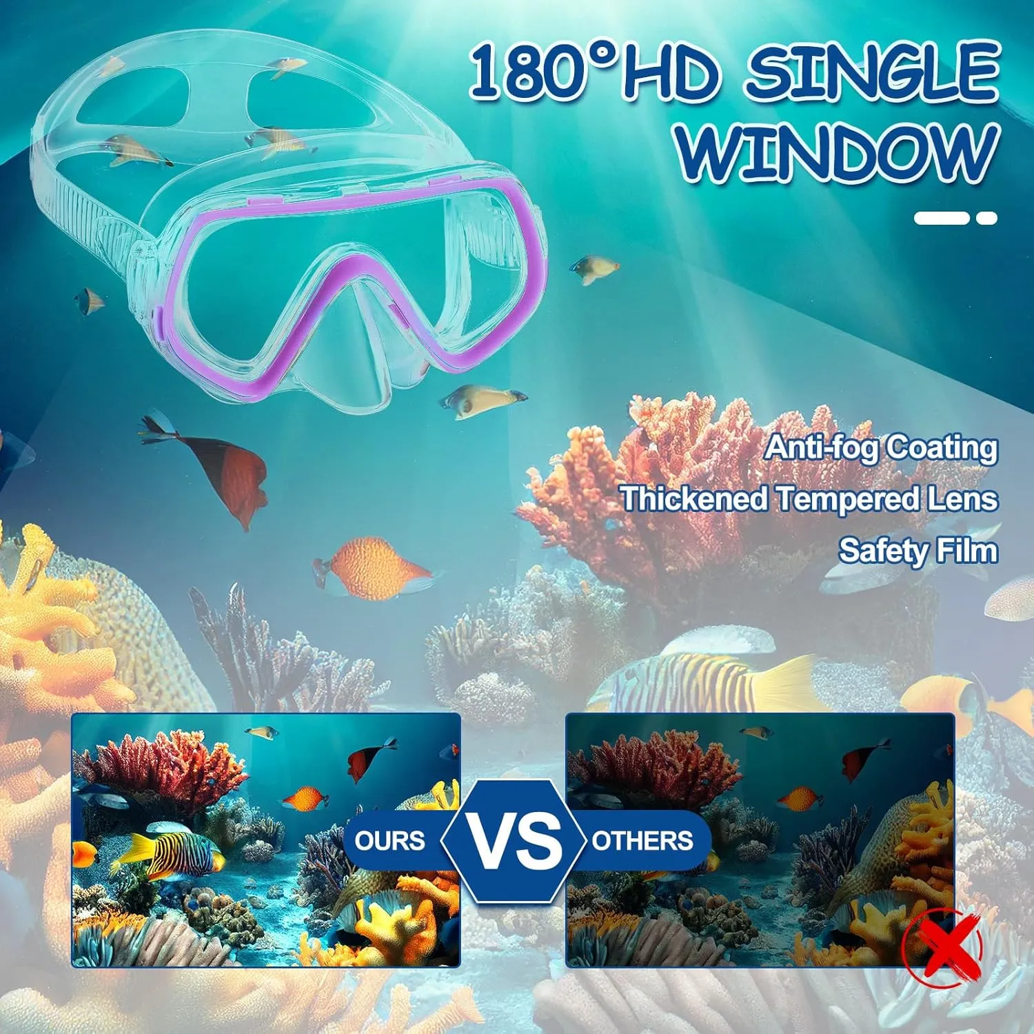 Hoolerry 4 Pcs Kids Nose Goggles Swim Goggles with Nose Cover for 3-8 Tempered Glass Snorkel Dive Mask Anti Fog with Elastic Strap No Leak Swimming Mask for Summer Diving Snorkeling