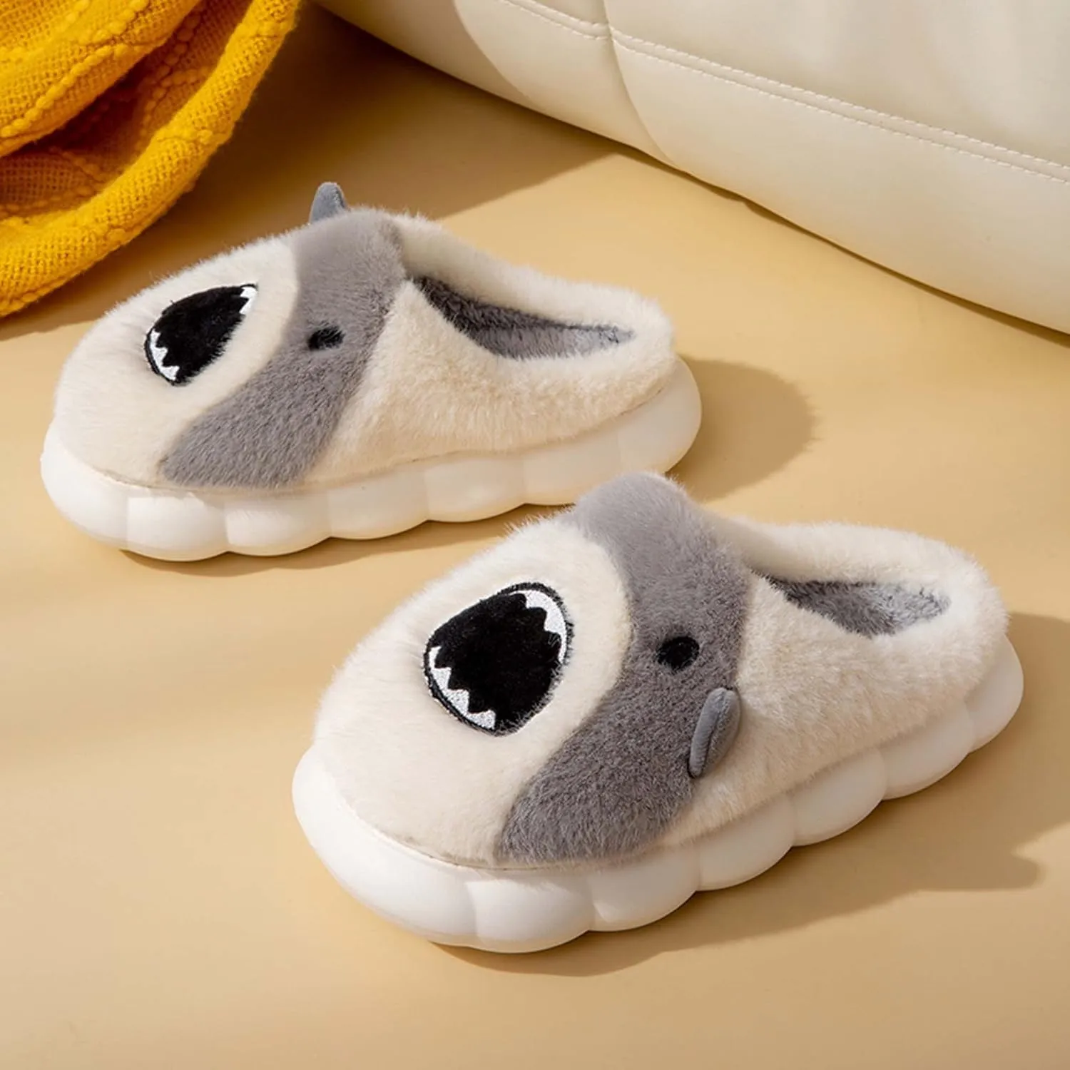 Hopelong Women's Cute Rabbit Ears Plush House Slippers - Non-Slip Fluffy Indoor Warm Animal Slippers