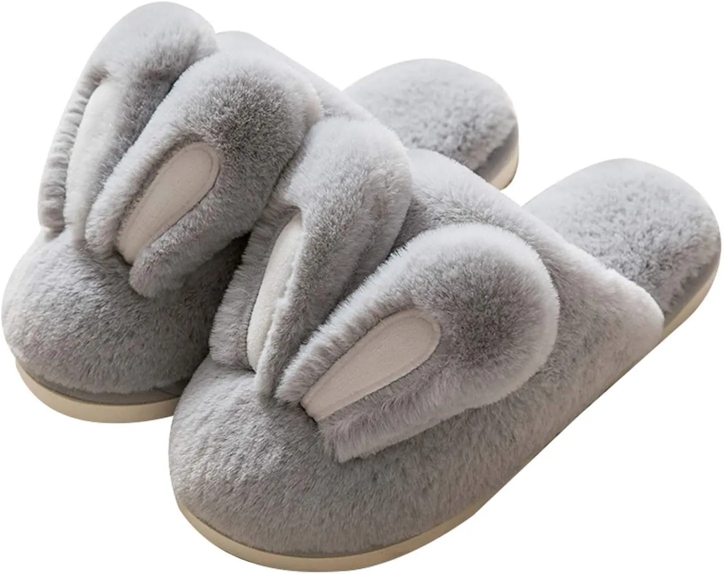 Hopelong Women's Cute Rabbit Ears Plush House Slippers - Non-Slip Fluffy Indoor Warm Animal Slippers