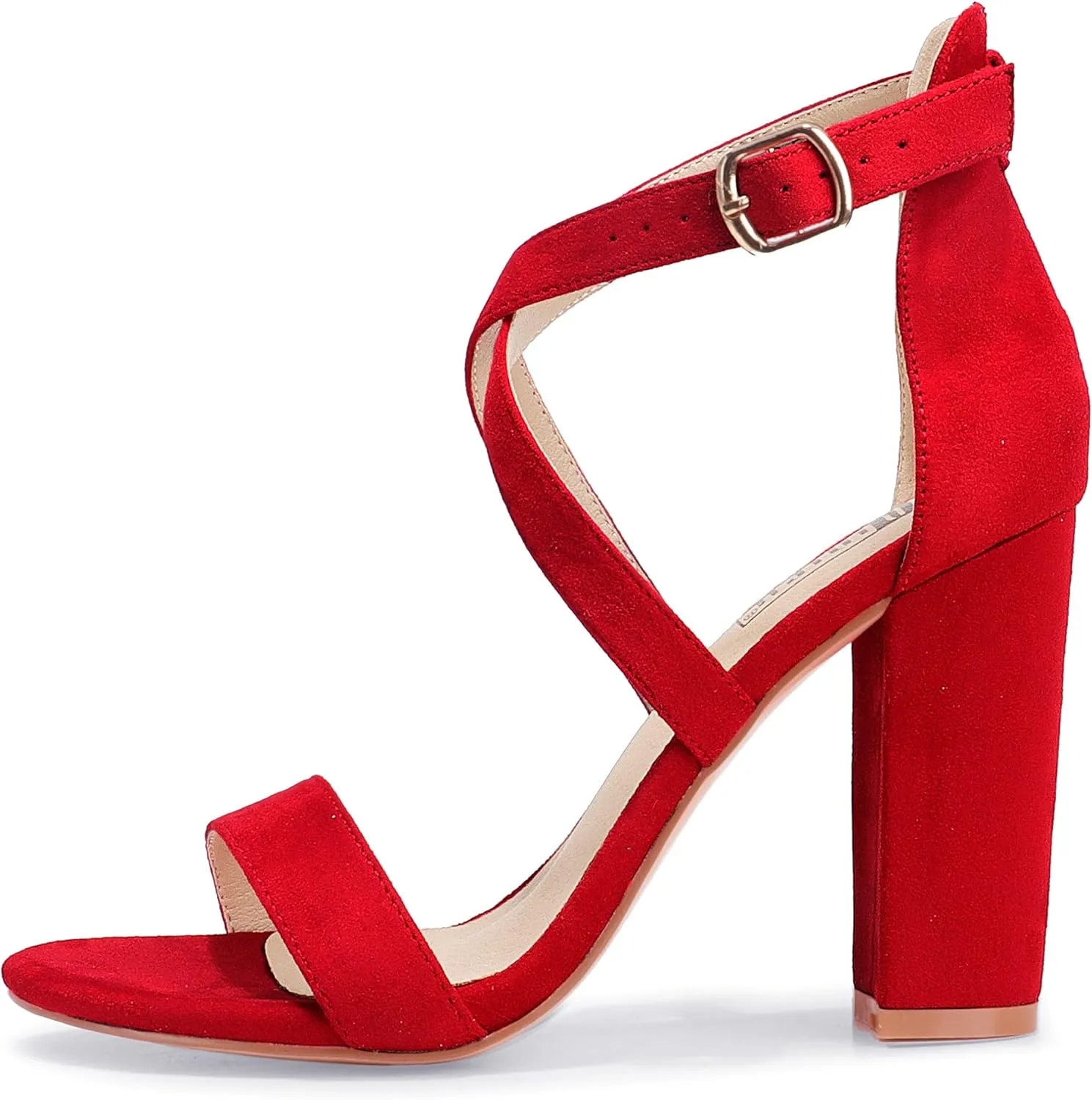 IDIFU Women's Chunky High Heel Sandal Strappy Open Toe Ankle Strap Dress Shoes for Women Bridesmaid Ladies in Wedding Bridal Evening Homecoming Prom