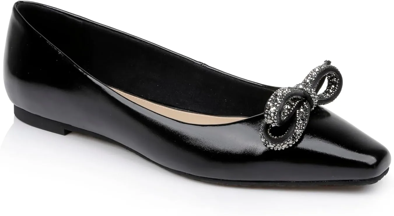 Jewel Badgley Mischka Hesther Ballerina Flats with Rhinestone Bow
