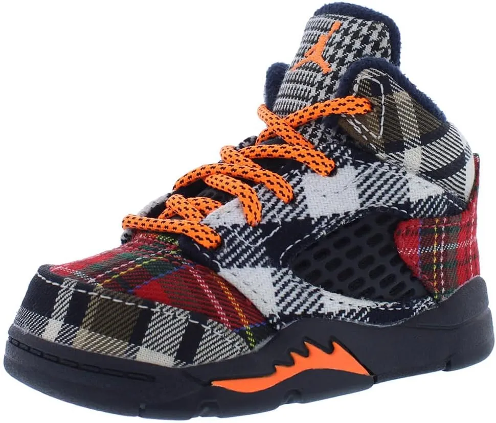 Jordan Toddler's 5 Retro Plaid Black/Total Orange (FD4813 008) - 9