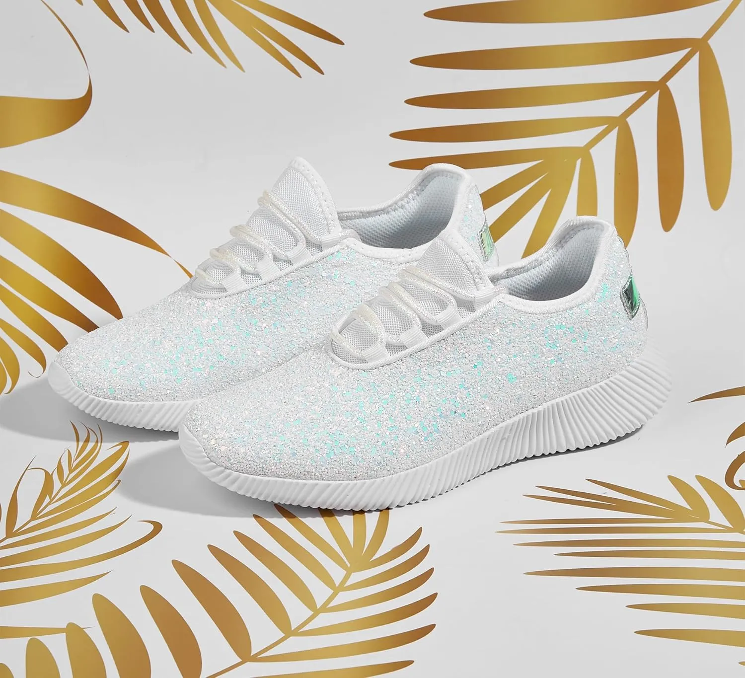 K KIP WOK Fashion Glitter Sneakers for Womens Silp On Running Shoes Lightweigt Tennis Walking Sneakers