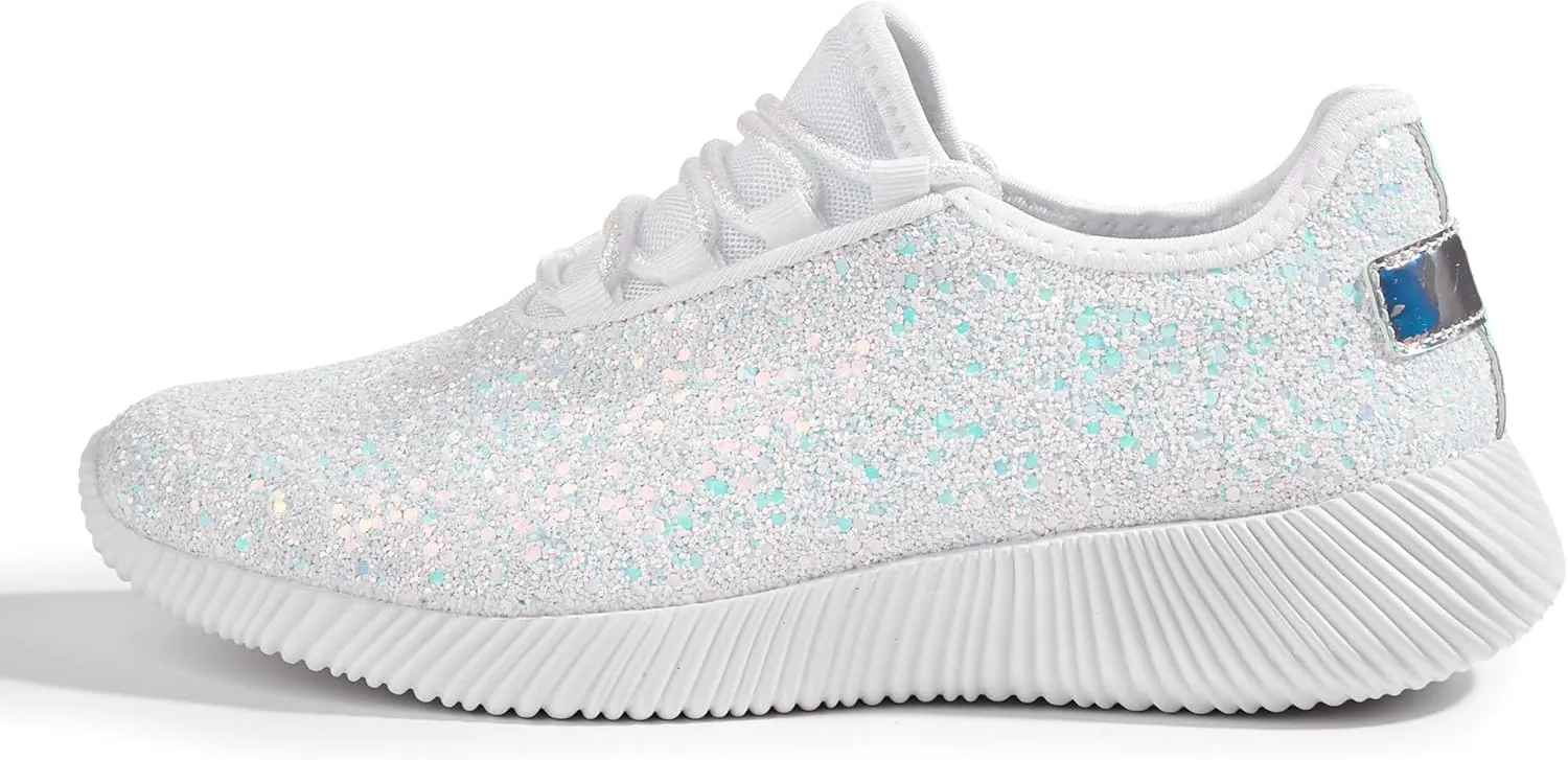 K KIP WOK Fashion Glitter Sneakers for Womens Silp On Running Shoes Lightweigt Tennis Walking Sneakers