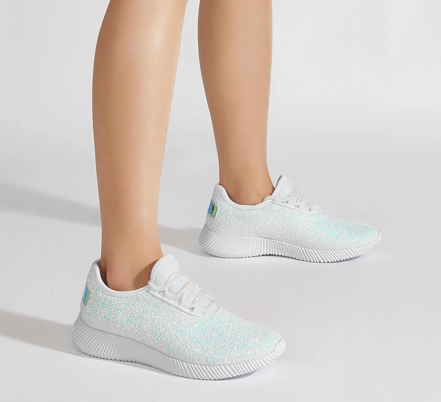 K KIP WOK Fashion Glitter Sneakers for Womens Silp On Running Shoes Lightweigt Tennis Walking Sneakers
