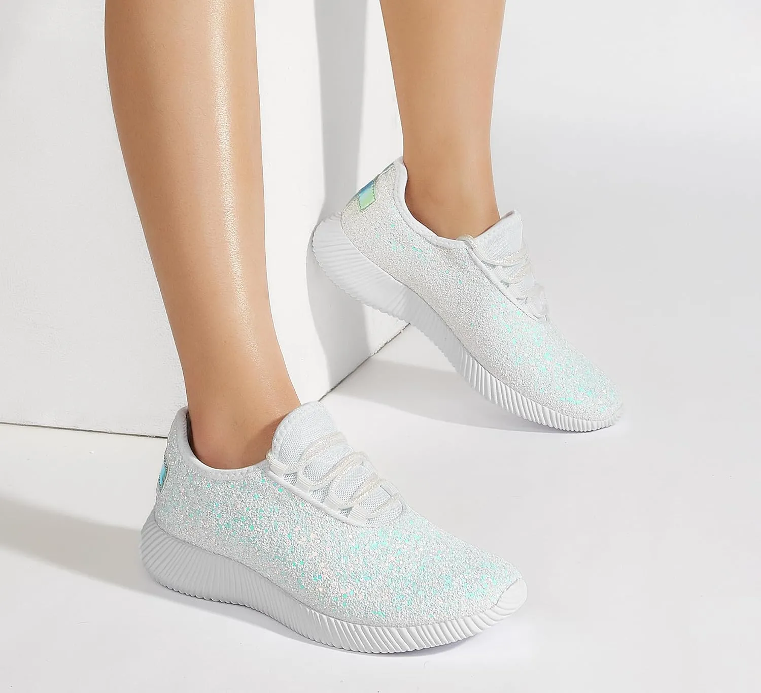 K KIP WOK Fashion Glitter Sneakers for Womens Silp On Running Shoes Lightweigt Tennis Walking Sneakers