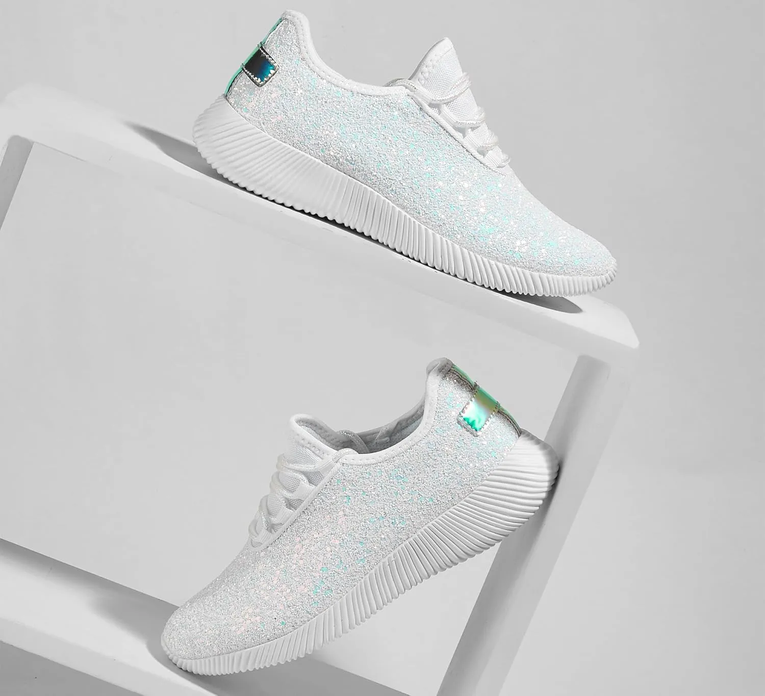 K KIP WOK Fashion Glitter Sneakers for Womens Silp On Running Shoes Lightweigt Tennis Walking Sneakers