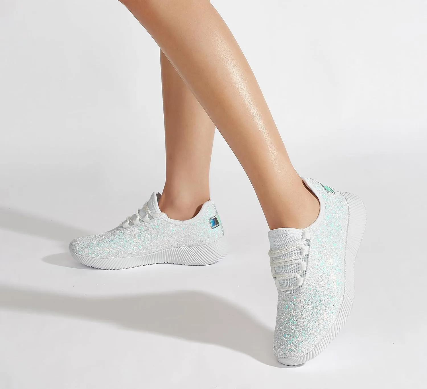 K KIP WOK Fashion Glitter Sneakers for Womens Silp On Running Shoes Lightweigt Tennis Walking Sneakers