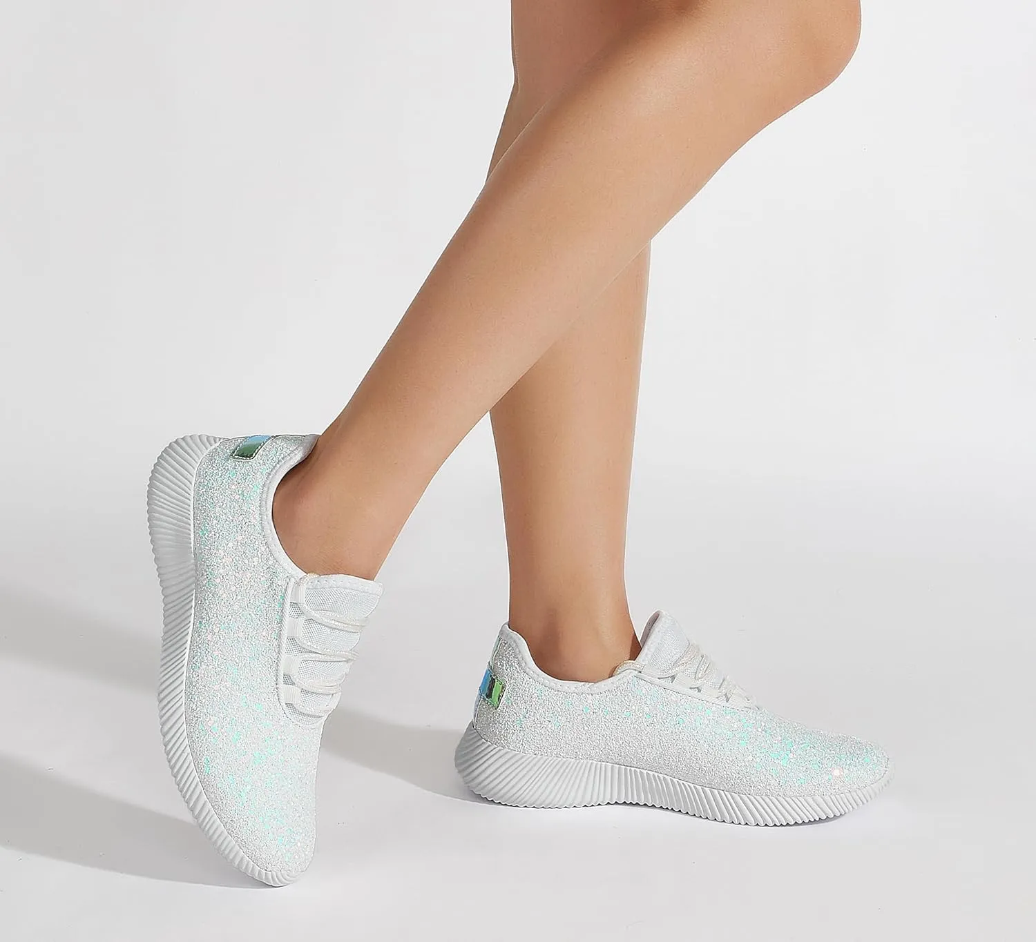 K KIP WOK Fashion Glitter Sneakers for Womens Silp On Running Shoes Lightweigt Tennis Walking Sneakers