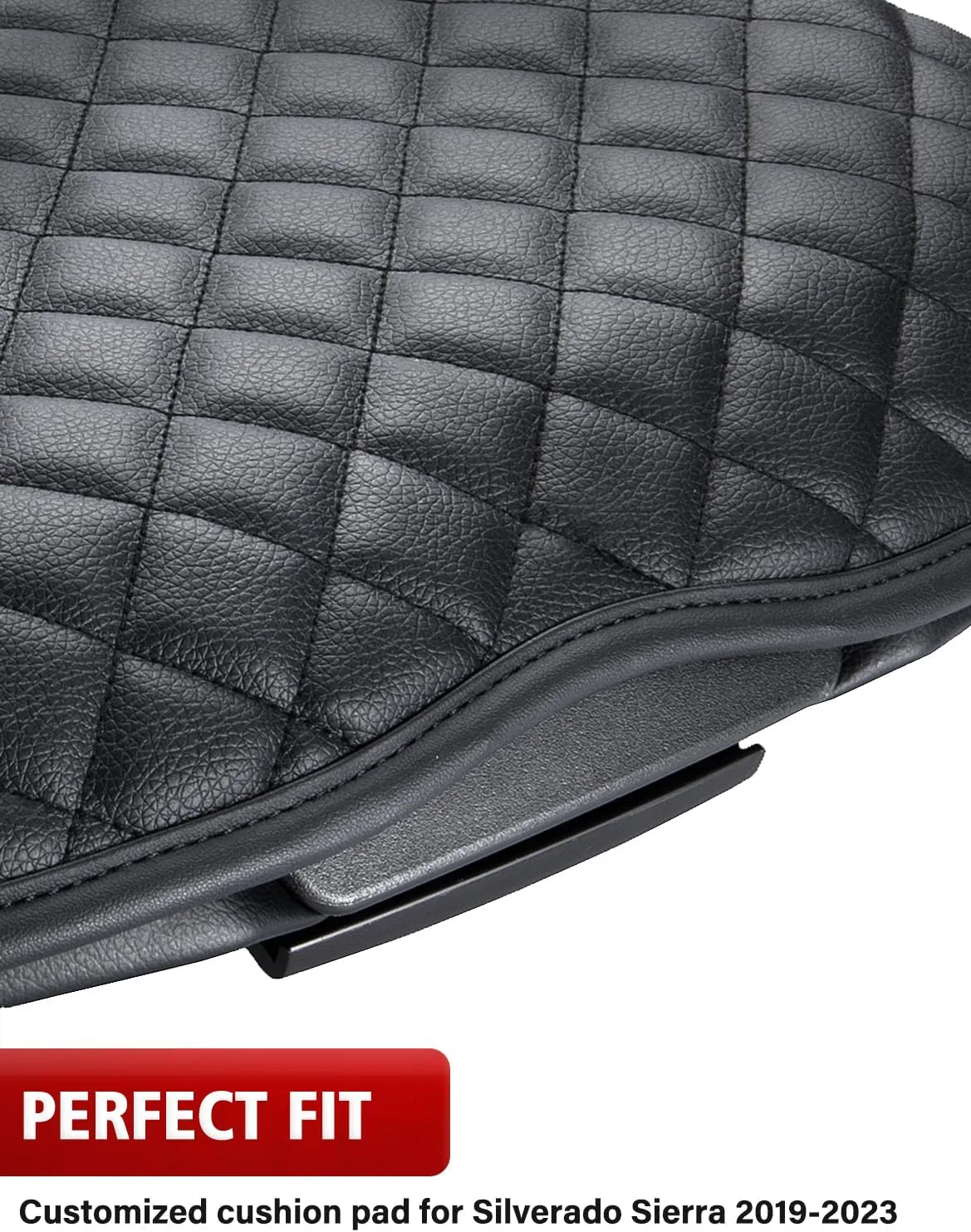 KBH Center Console Armrest Cover for Chevy Silverado & GMC Sierra 1500/2500/3500 2019 2020 2021 2022 2023 2024 2025, 40/20/40 Jump Seat, Vinyl Leather, Anti-Scratch, Black