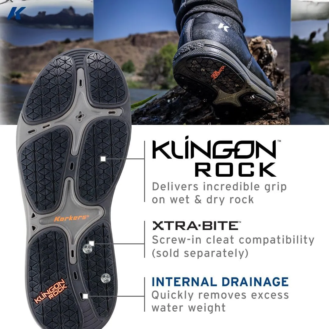 Korkers Men's Stealth Sneaker Wading Boot with Fixed Kling-On Rock Soles