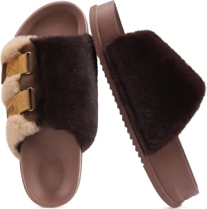 KuaiLu Women's Orthotic Slippers With Arch Support Soft Cushion Sandal Slippers for Woman Ladies Fashion Open Toe Faux Fur Platform Slipper Indoor Outdoor Size 6~12