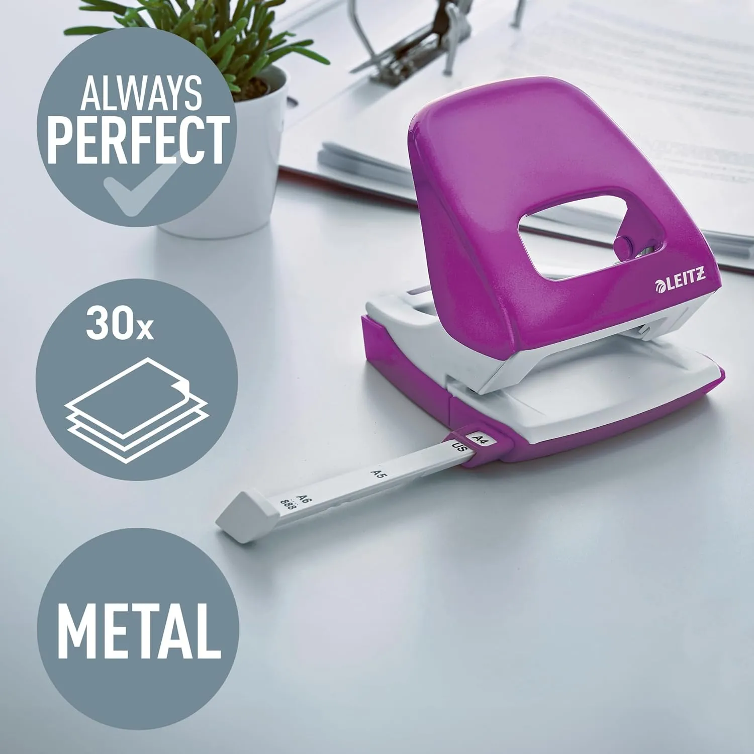 Leitz 50082062 Hole Punch NeXXt 30sh Blister - Purple