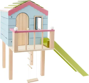 Lottie Wooden Tree House Playset with Ladder Slide and Swing for 7-Inch Dolls