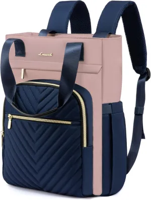 LOVEVOOK Laptop Backpack for Women, 17.3 Inch Work Business Laptop Bag, Wide Top Open Teacher Nurse Bag with USB Port, Waterproof Computer Backpack Purse for travel, Blue-Pink