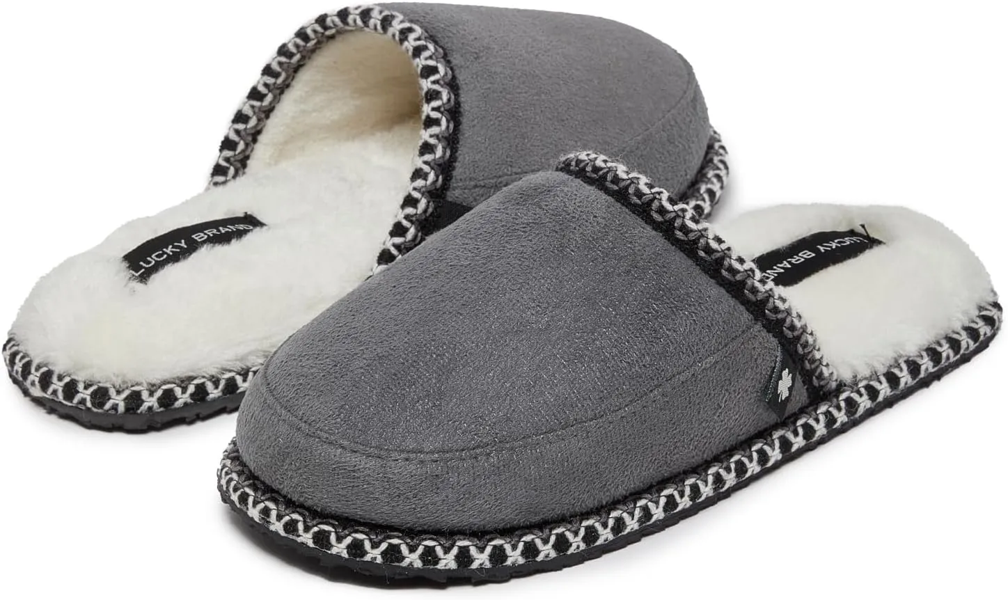 Lucky Brand Micro-Suede Memory Foam Boys Slippers - Closed Toe Plush Lined House Shoes/Kids Slippers