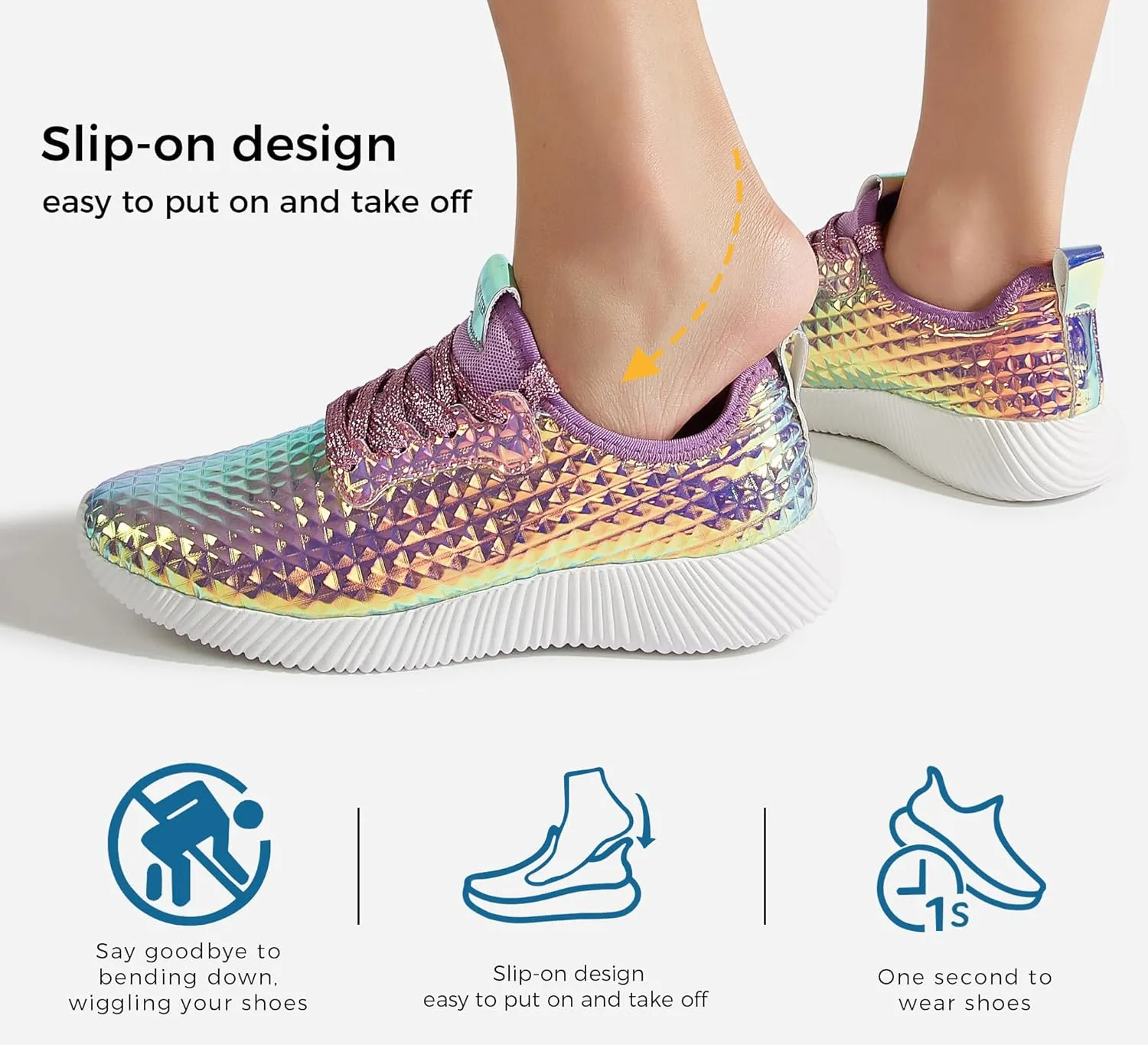 LUCKY STEP Women's Metallic Fashion Sneaker Leatherette Studded Jogger Lightweight Casual Walking Shoes
