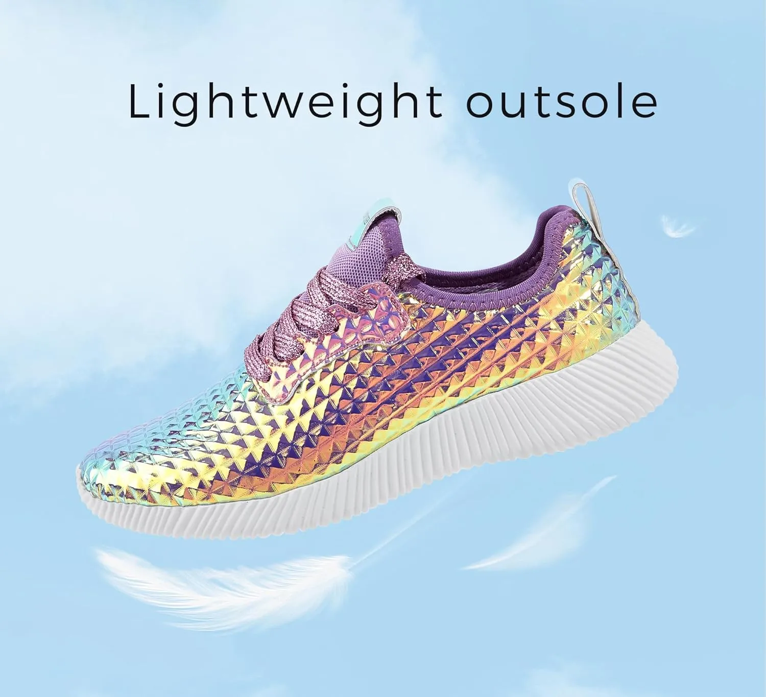 LUCKY STEP Women's Metallic Fashion Sneaker Leatherette Studded Jogger Lightweight Casual Walking Shoes