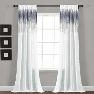 Lush Decor Shimmer Sequins Window Curtain Panel Pair, 84" L x 42" W, Navy & Silver