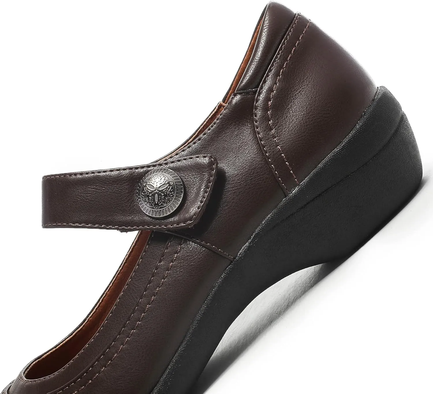 Mary Jane Shoes for Women, Comfortable Low Heel Flat Shoes with Buckle Strap Round Toe, Womens Mary Jane Work Shoes Spring Shoes Retro Wedding Dressy