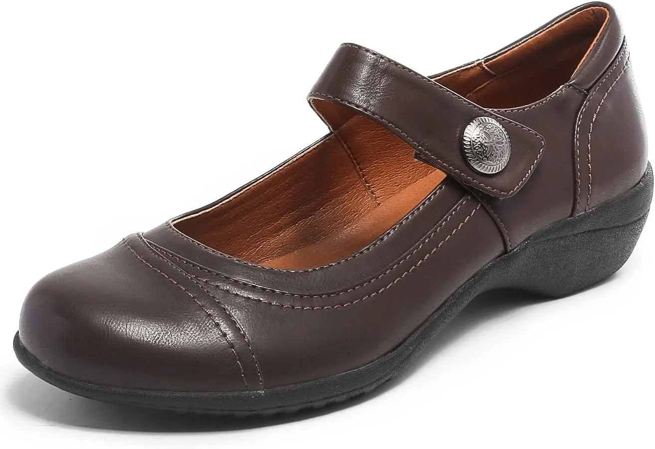 Mary Jane Shoes for Women, Comfortable Low Heel Flat Shoes with Buckle Strap Round Toe, Womens Mary Jane Work Shoes Spring Shoes Retro Wedding Dressy