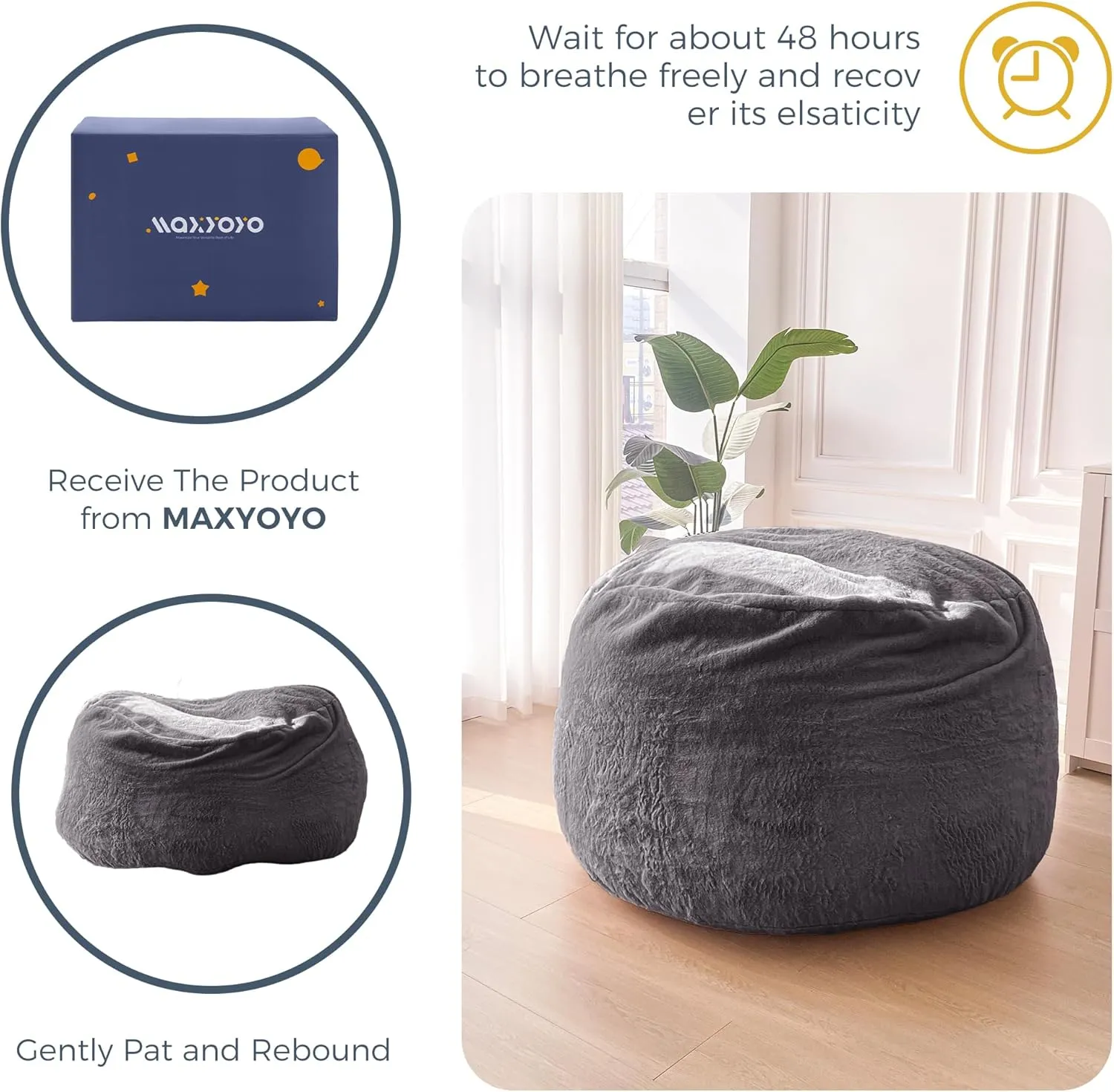 MAXYOYO Giant Bean Bag Chair Bed for Adults, Includes Two Beds, Convertible Beanbag Folds from Lazy Chair to Floor Mattress Bed, Big Sofa Bed, High-Density Foam Filling, Machine Washable