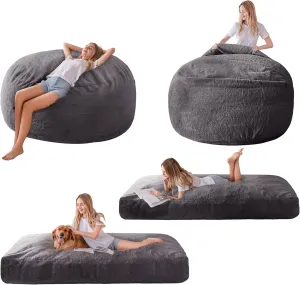 MAXYOYO Giant Bean Bag Chair Bed for Adults, Includes Two Beds, Convertible Beanbag Folds from Lazy Chair to Floor Mattress Bed, Big Sofa Bed, High-Density Foam Filling, Machine Washable