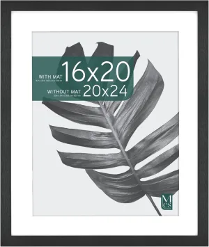 MCS Studio Gallery 20x24 Matted to 16x20 Poster Frame Black Woodgrain, Vertical & Horizontal Wall Hanging Large Picture Frame for Photos, Posters & Art Prints (1-Pack)