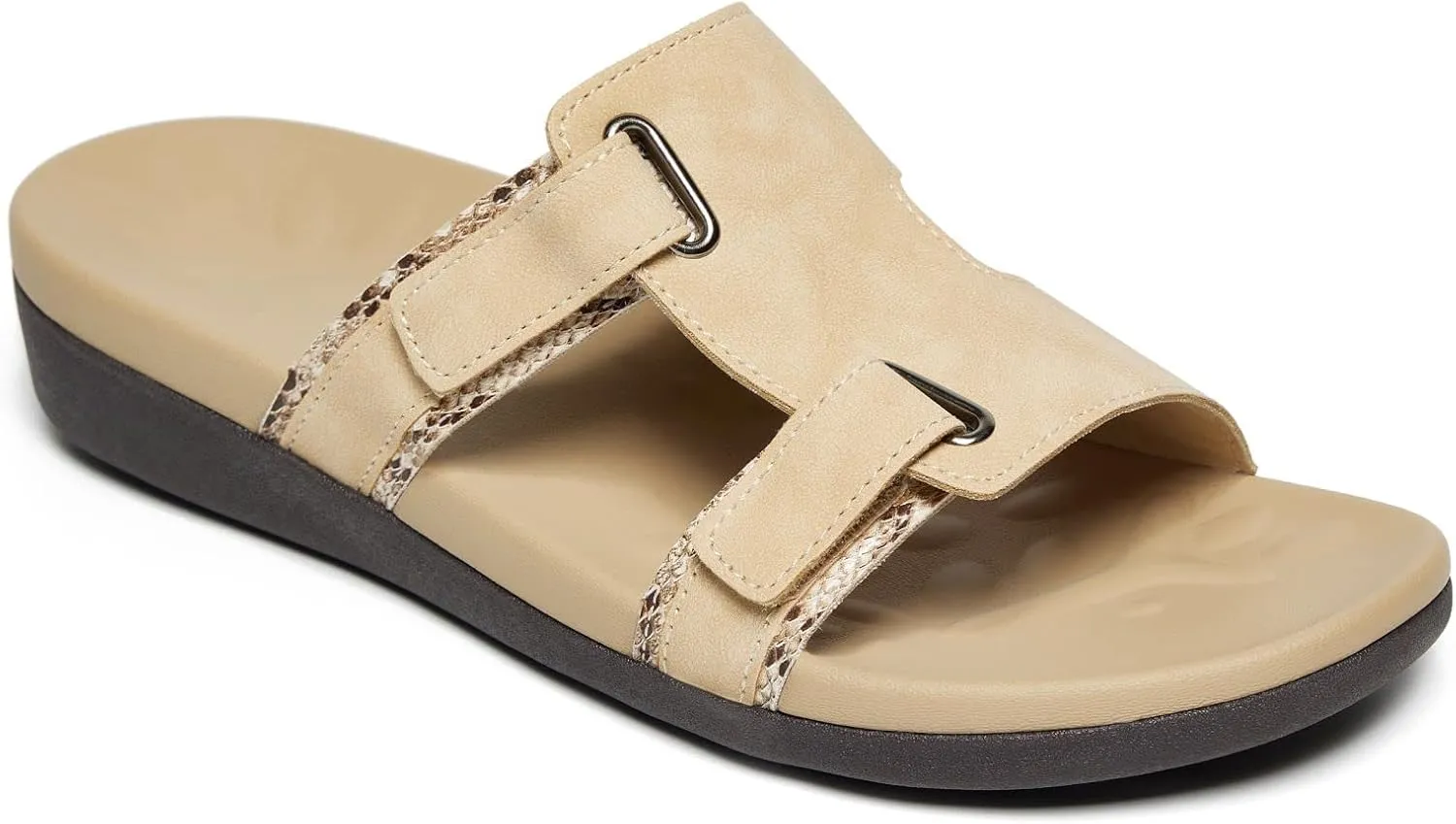 MEGNYA Comfortable Women's Walking Sandals, Arch Support Slides for Plantar Fasciitis Flat Feet, Casual Adjustable Strap Sandals for Orthopedic