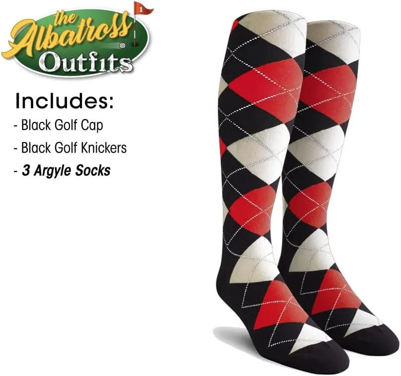 Mens Albatross Golf Outfit - Golf Cap, 3 Argyle Socks
