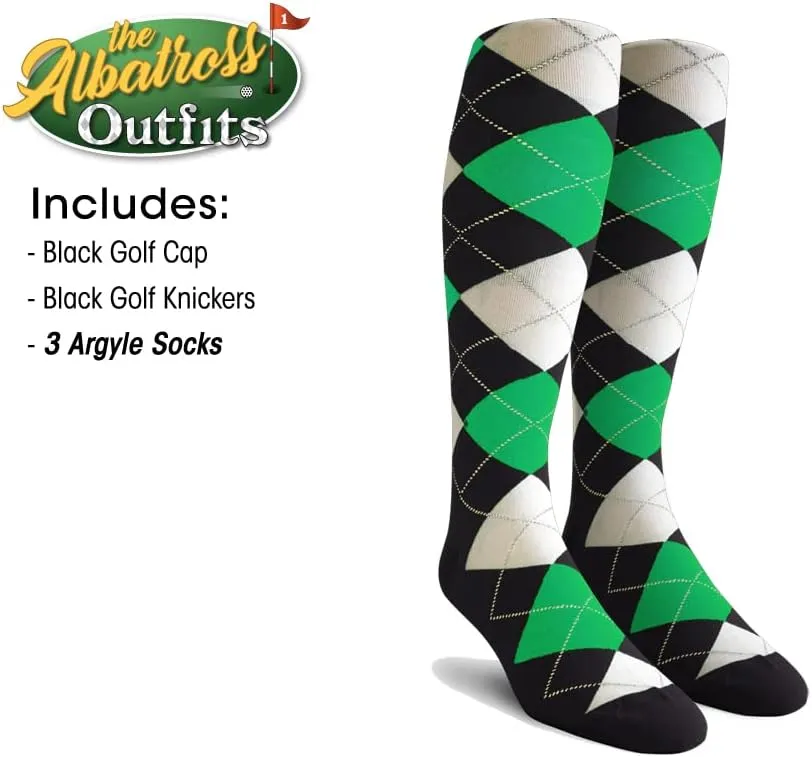 Mens Albatross Golf Outfit - Golf Cap, 3 Argyle Socks