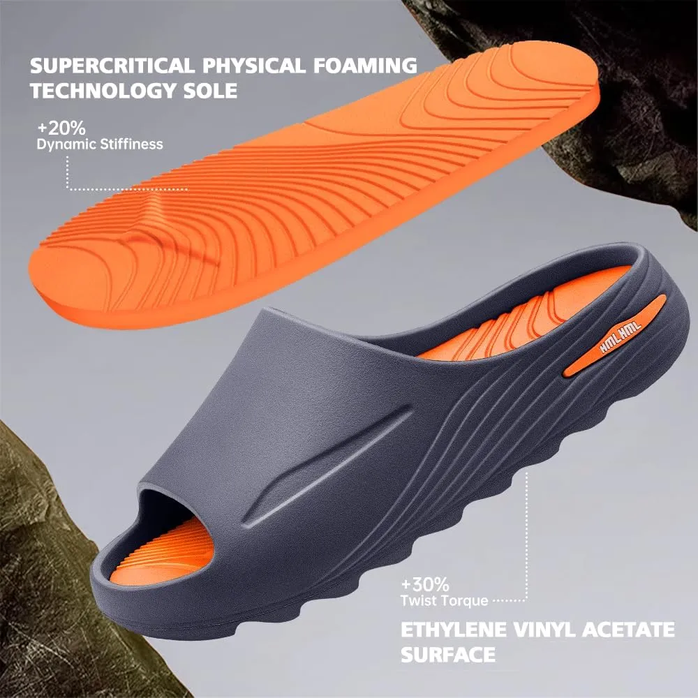 Men's Athletic Sandals Soft - tech Sports Recovery Slide Basketball Outdoor Slipper with Arch Support Plantar Fasciitis Relief