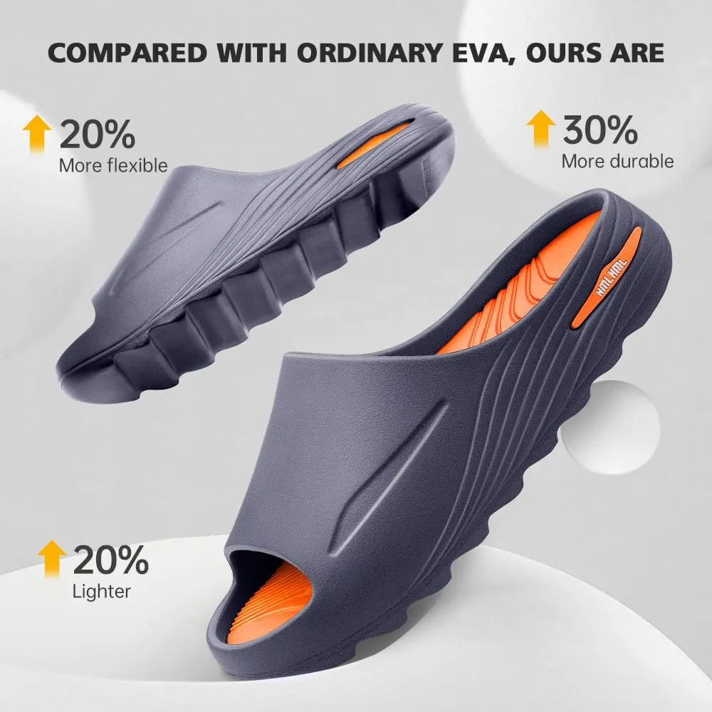 Men's Athletic Sandals Soft - tech Sports Recovery Slide Basketball Outdoor Slipper with Arch Support Plantar Fasciitis Relief