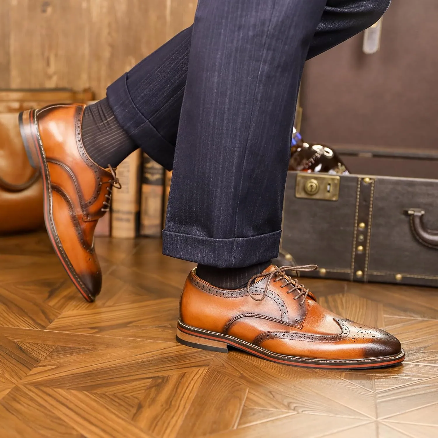 Mens Dress Shoes Oxford Shoes for Men Wingtip Casual Formal Business Comfortable Non Slip Outsole