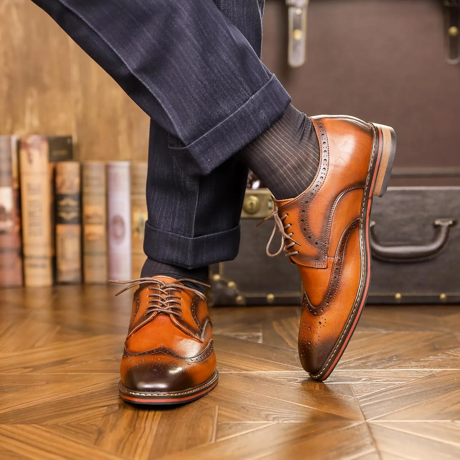 Mens Dress Shoes Oxford Shoes for Men Wingtip Casual Formal Business Comfortable Non Slip Outsole