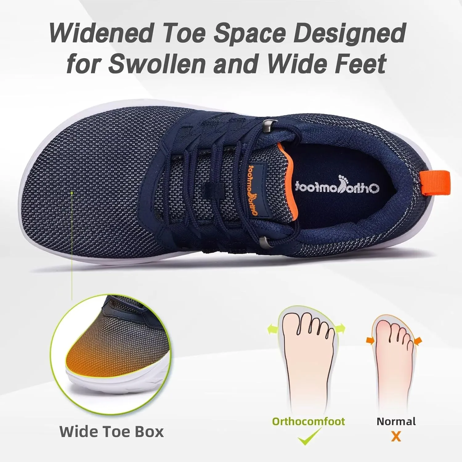 Men's Orthopedic Diabetic Wide Walking Shoes: Comfortable Plantar Fasciitis Fashion Sneakers with Arch Support, Casual Hammer Toes Swollen Tennis Work Sports Shoes for Heel and Foot Pain Relief