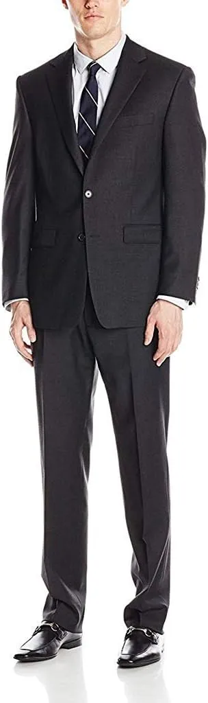Men's Portly Fit Single Breasted Two-Piece Solid Suit Set - Colors