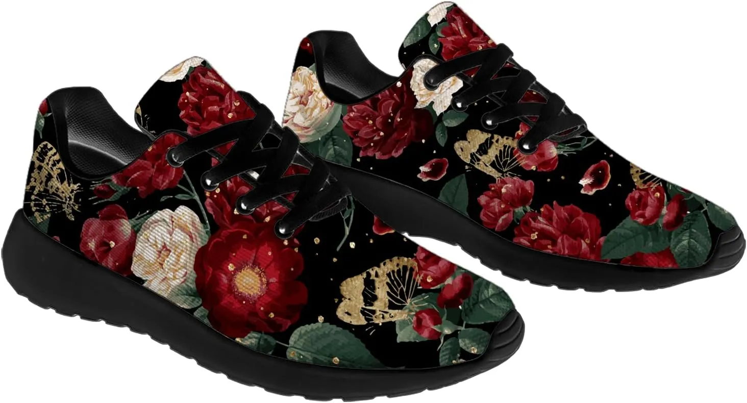 Mens Womens Rose Shoes Lightweight Running Tennis Gym Athletic Shoes Walking Sneakers Gifts for Him Her