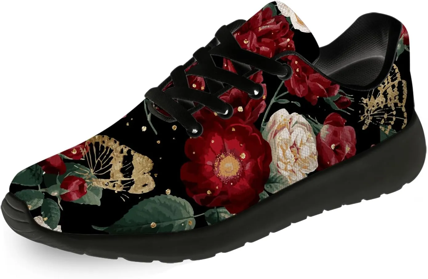 Mens Womens Rose Shoes Lightweight Running Tennis Gym Athletic Shoes Walking Sneakers Gifts for Him Her
