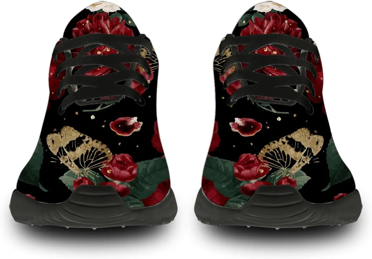 Mens Womens Rose Shoes Lightweight Running Tennis Gym Athletic Shoes Walking Sneakers Gifts for Him Her