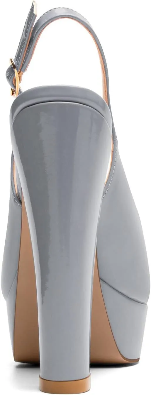 Mettesally Women's Peep Toe Sandals Chunky Platform Heeled Pumps Slingback Heels Summer Dress Shoes