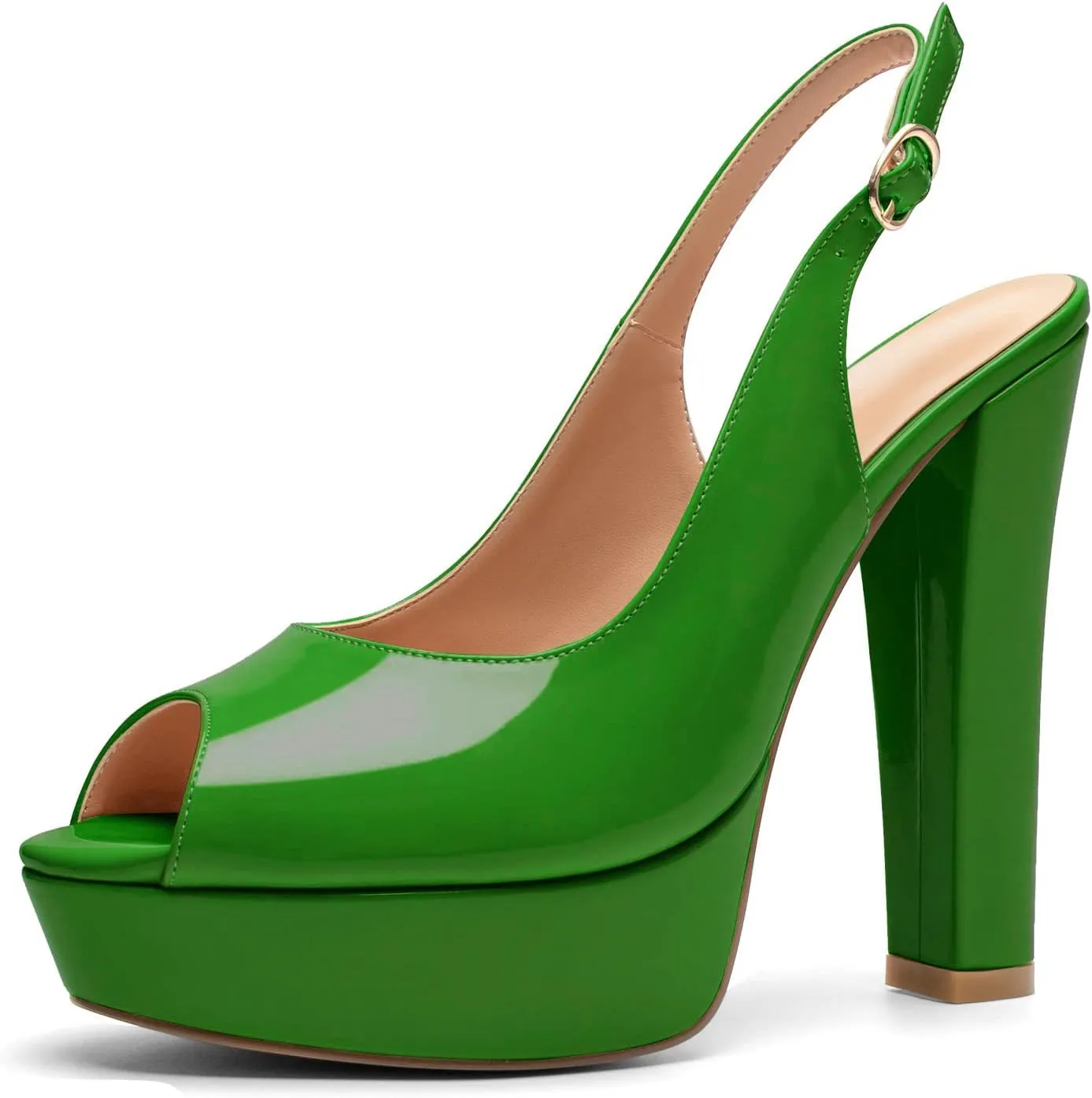 Mettesally Women's Peep Toe Sandals Chunky Platform Heeled Pumps Slingback Heels Summer Dress Shoes