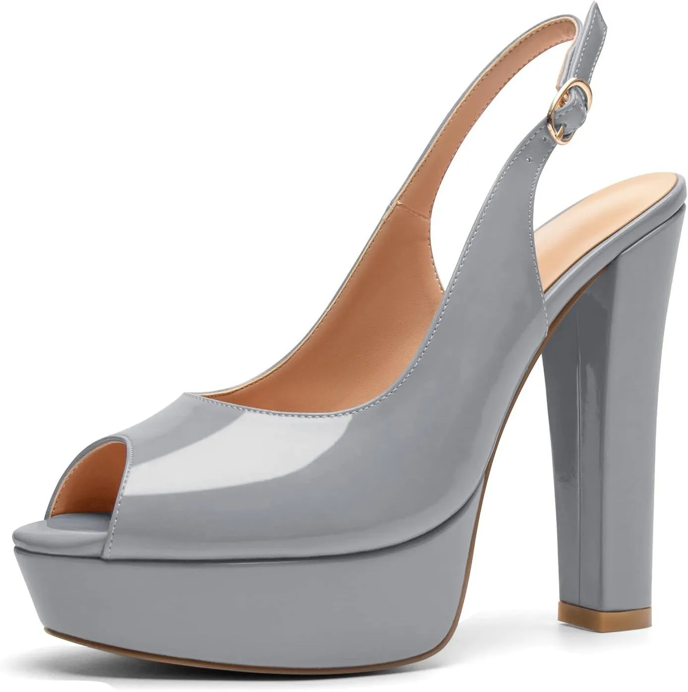 Mettesally Women's Peep Toe Sandals Chunky Platform Heeled Pumps Slingback Heels Summer Dress Shoes