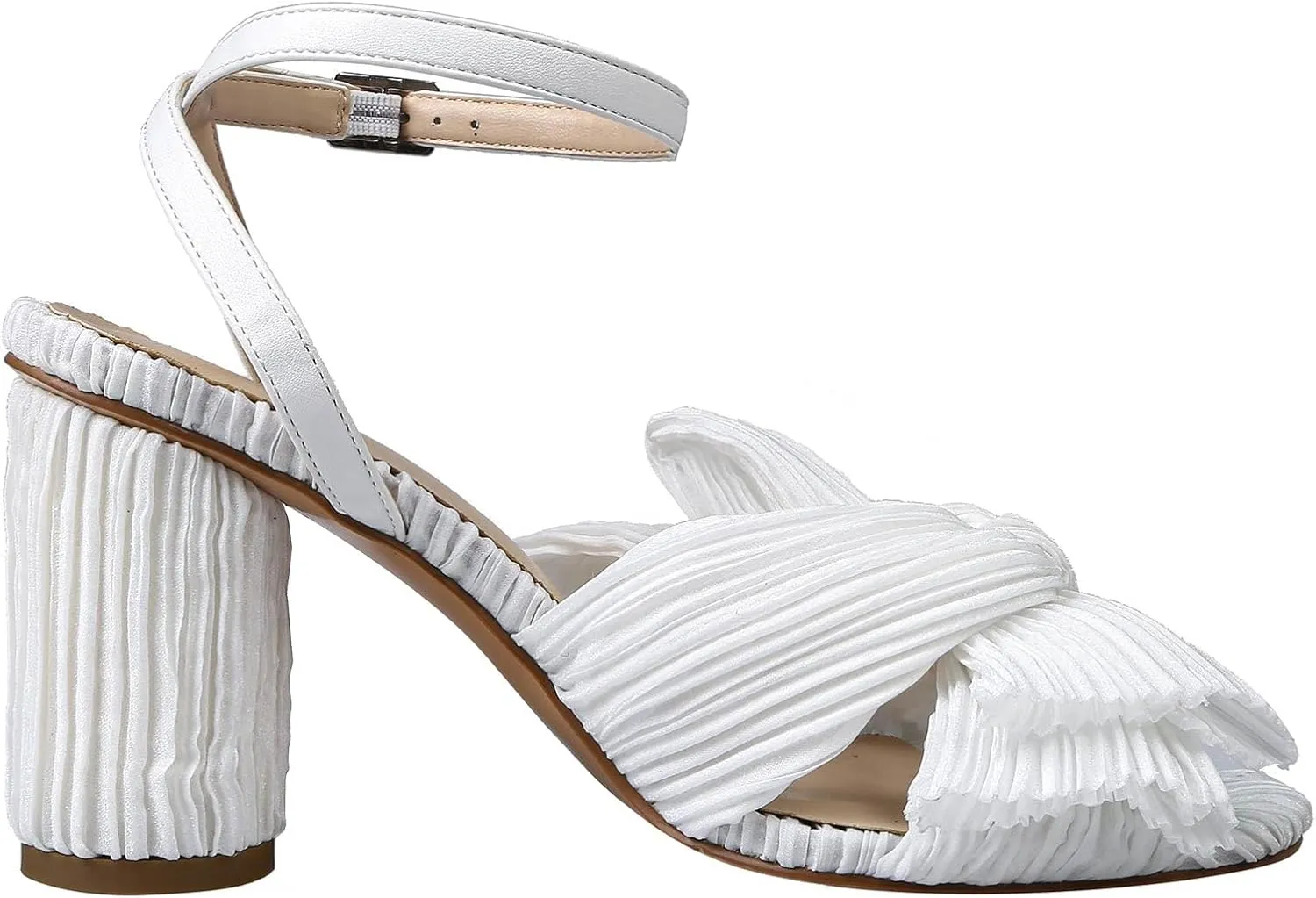 MICIFA Women's Bow Knot Heeled Sandals Open Toe High Block Ankle Strap Chunky Heels Bride Wedding Shoes