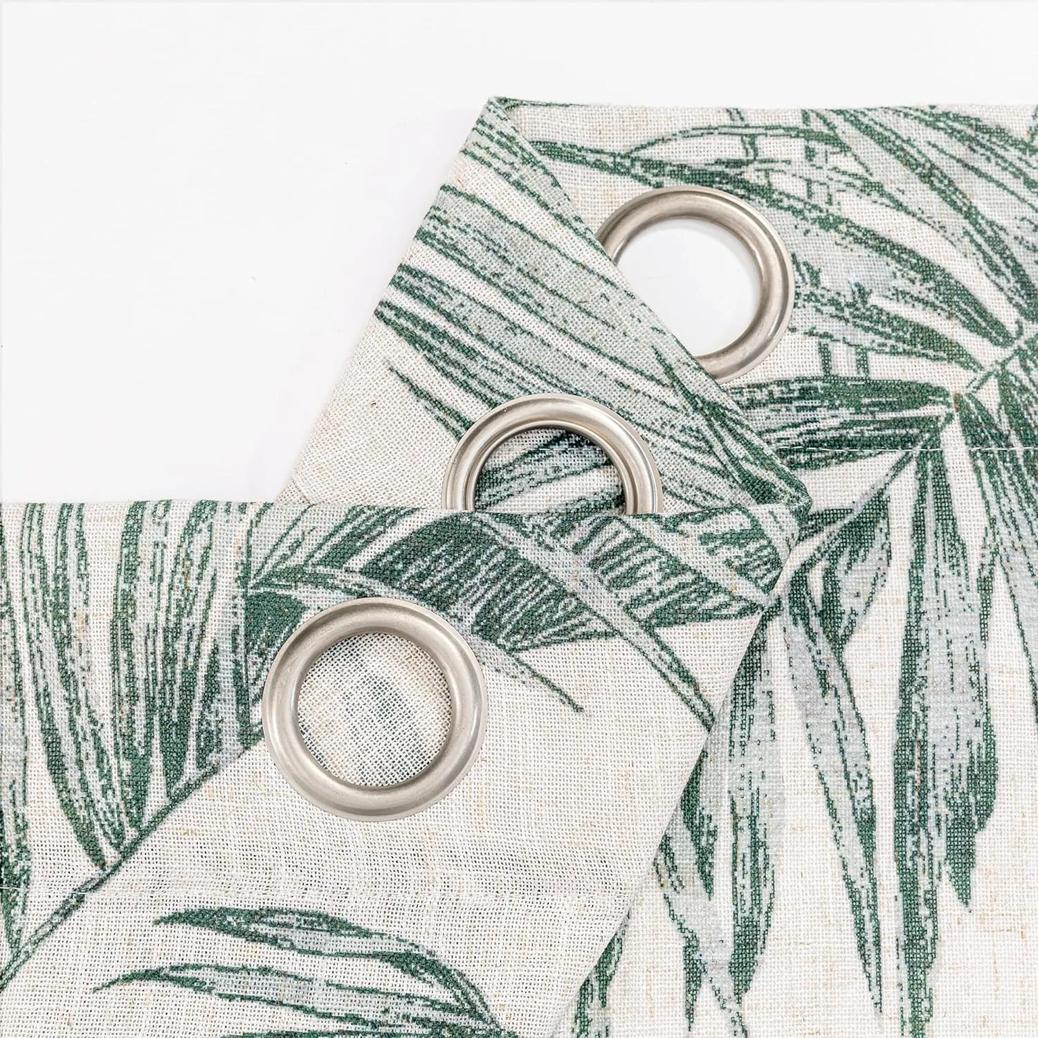 MYSKY HOME Linen Curtains for Living Room 84 inch Length 2 Panels Set Decor Semi Sheer Curtains Green Tropical Palm Leaves Plant Pattern Window Drapes for Bedroom Dining Room Patio, Green, 2 Pcs