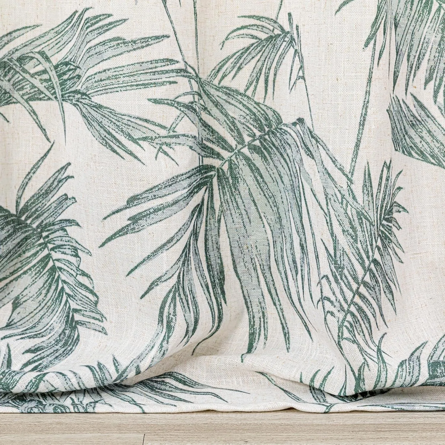 MYSKY HOME Linen Curtains for Living Room 84 inch Length 2 Panels Set Decor Semi Sheer Curtains Green Tropical Palm Leaves Plant Pattern Window Drapes for Bedroom Dining Room Patio, Green, 2 Pcs
