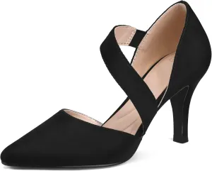 mysoft Women's Pointed Toe Low Stiletto Heel Dress Pumps Shoes - Available in Wide Sizes